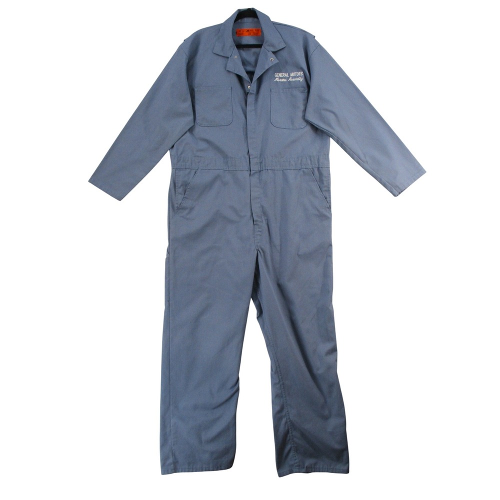 Red Kap General Motors Moraine Assembly Coveralls Mens 48 RG Blue Work Jumpsuit